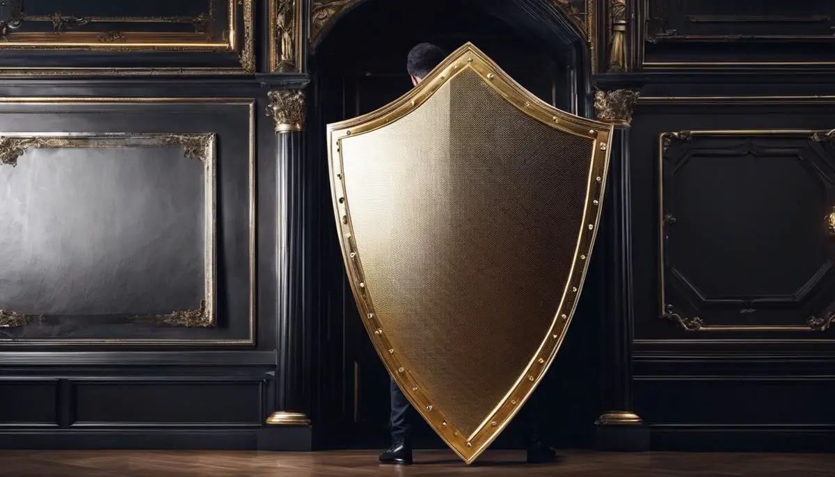 Image of a person with a shield blocking advertisements