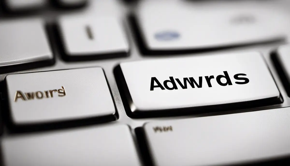 A close-up of a keyboard with the word 'AdWords' highlighted on one of the keys, symbolizing the importance of Google AdWords in online advertising.
