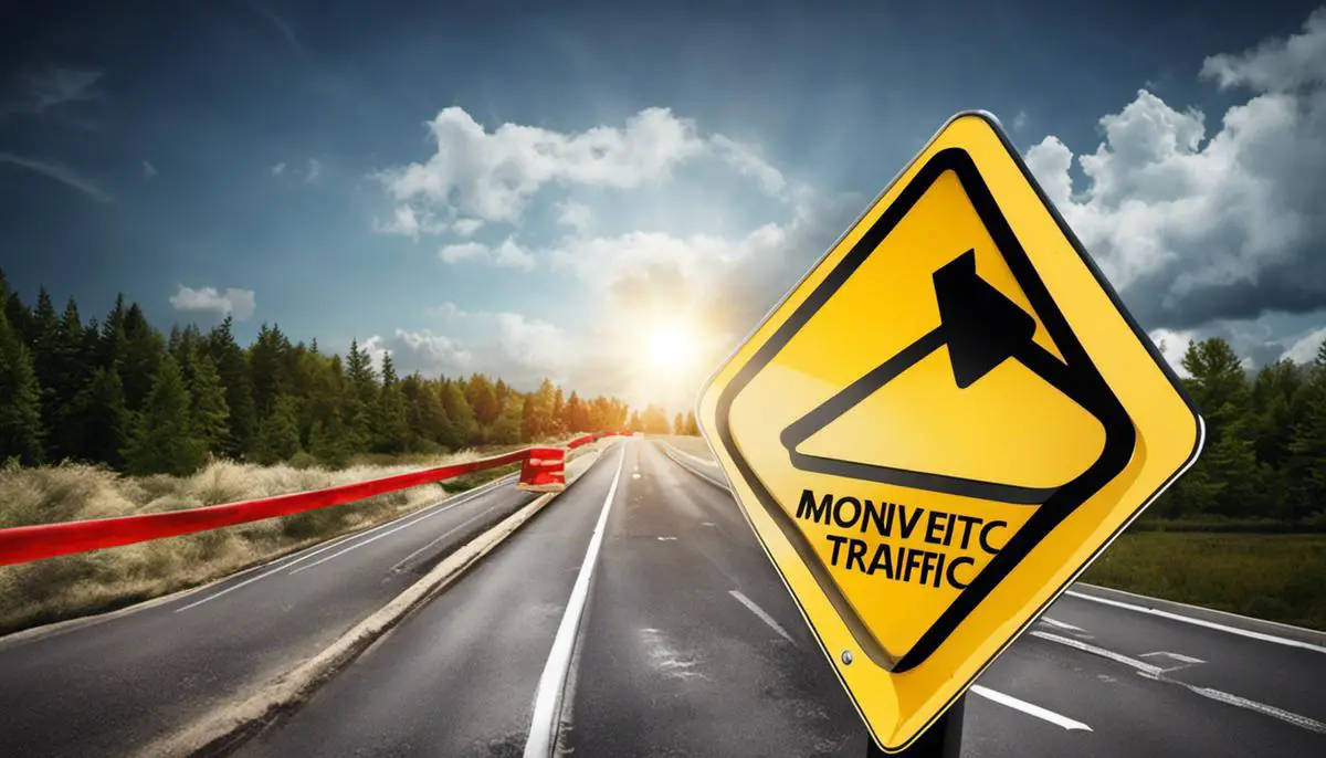 Image description: Illustration showing a traffic sign indicating web traffic symbolizing monitoring competitor's web traffic.