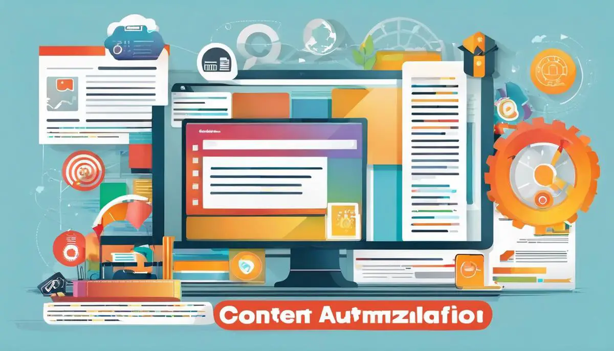 Illustration depicting content marketing automation and personalization