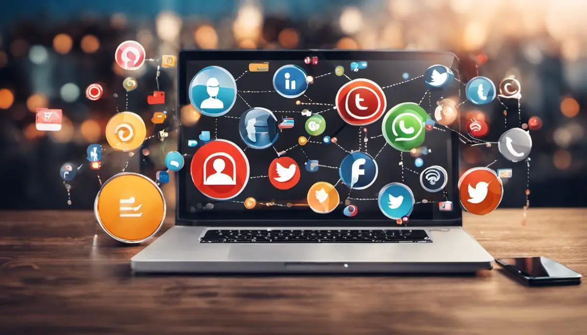 Image depicting the concept of influencer marketing with various social media icons in the background.