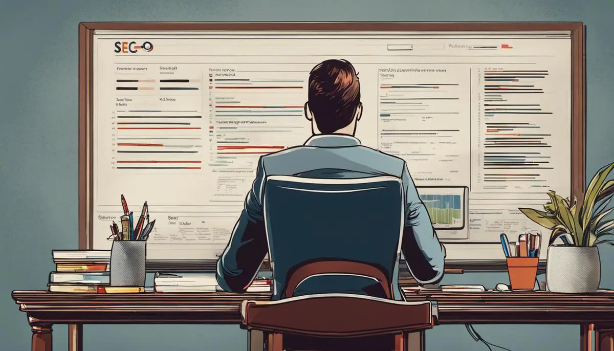 Image depicting someone analyzing keywords for SEO