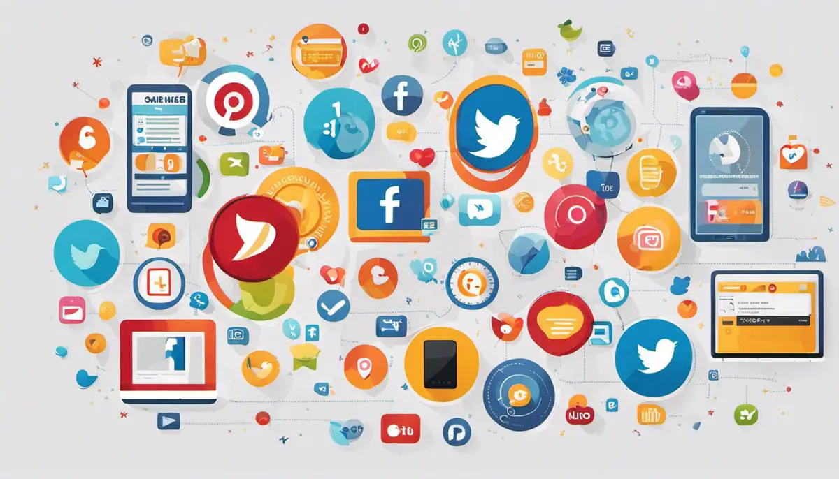 A picture representing the significance of social media engagement, showing various social media icons and engagement metrics.