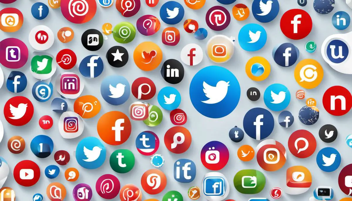 A network of social media icons representing different platforms, symbolizing the influence and reach of social media influencers