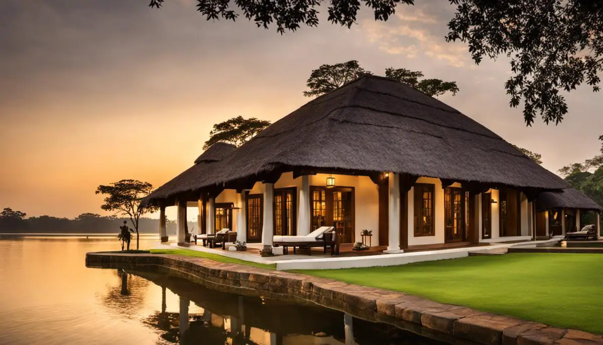 A serene image of The Serai Kabini, showcasing the beauty of the resort and its surroundings.