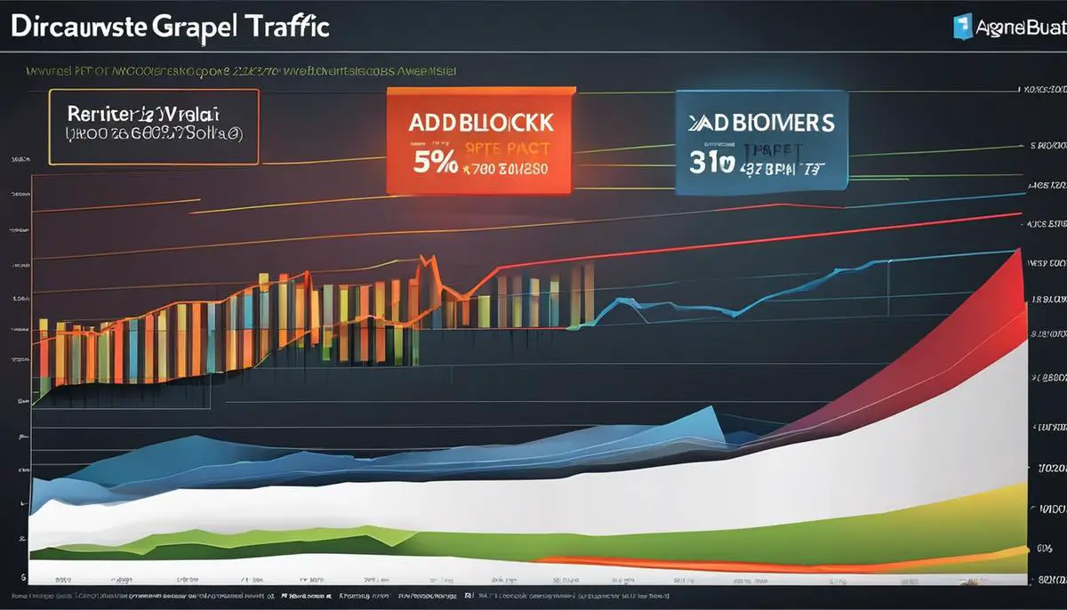 Image depicting a graph of decreasing website traffic due to ad blockers